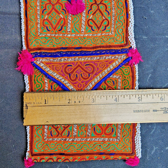 Kuchi Embroidered Pouch Wallet Central Asian Handmade Beaded Pink Tassels - Picture 3 of 8